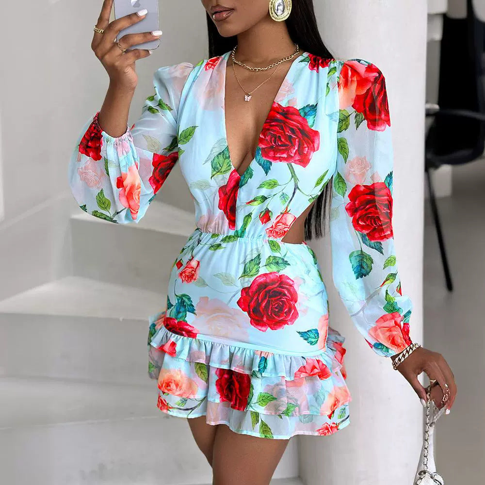 Hollow Out Printed Dress