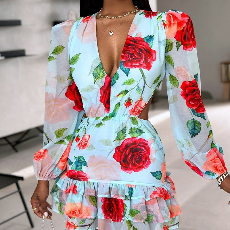 Hollow Out Printed Dress