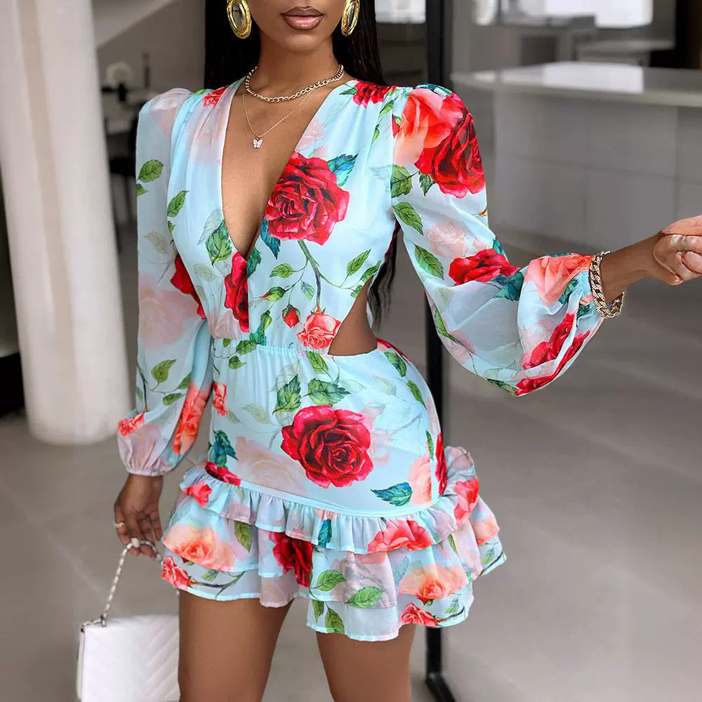 Hollow Out Printed Dress