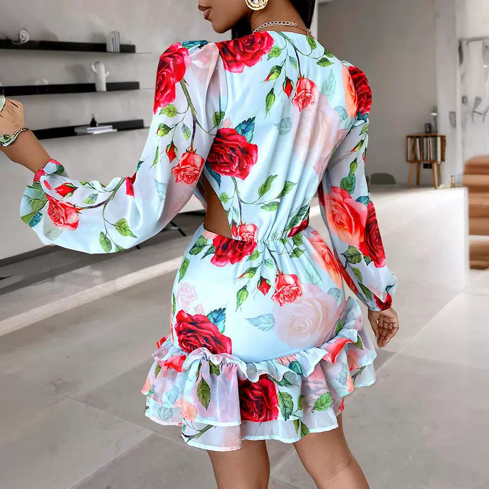 Hollow Out Printed Dress