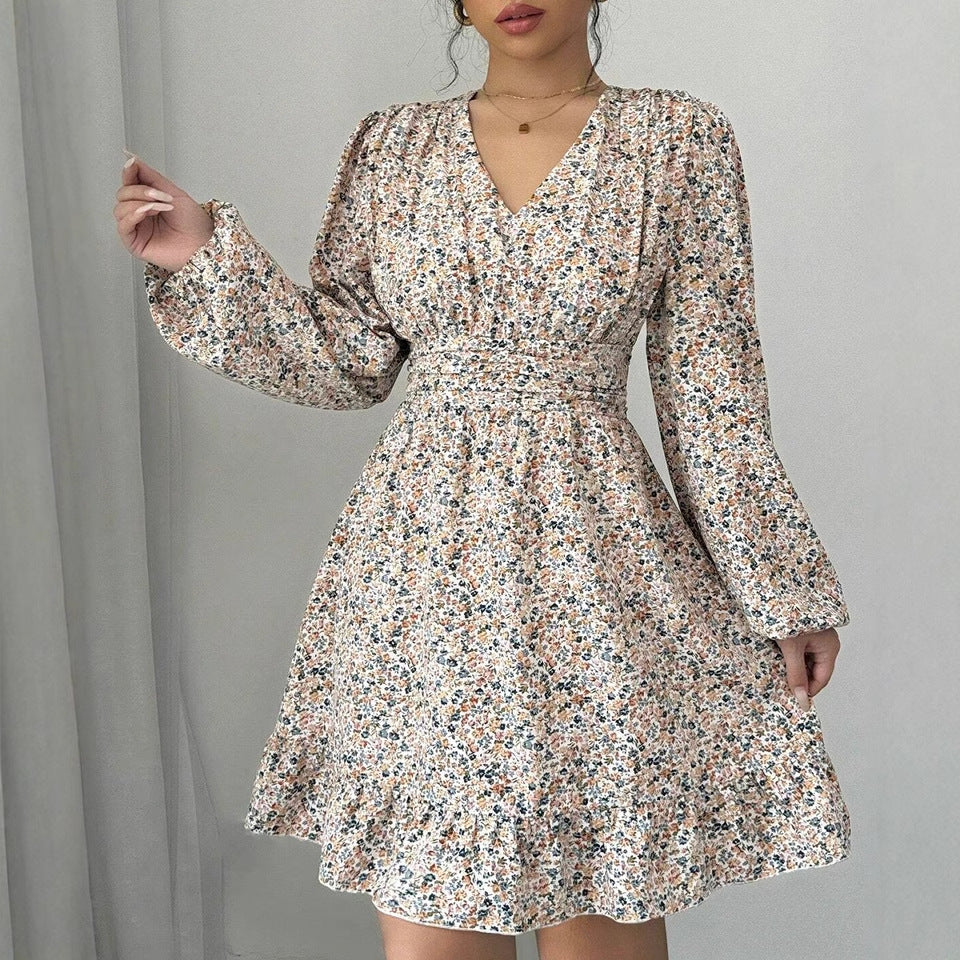 Elegant Printed Long-Sleeve Dress for Girls