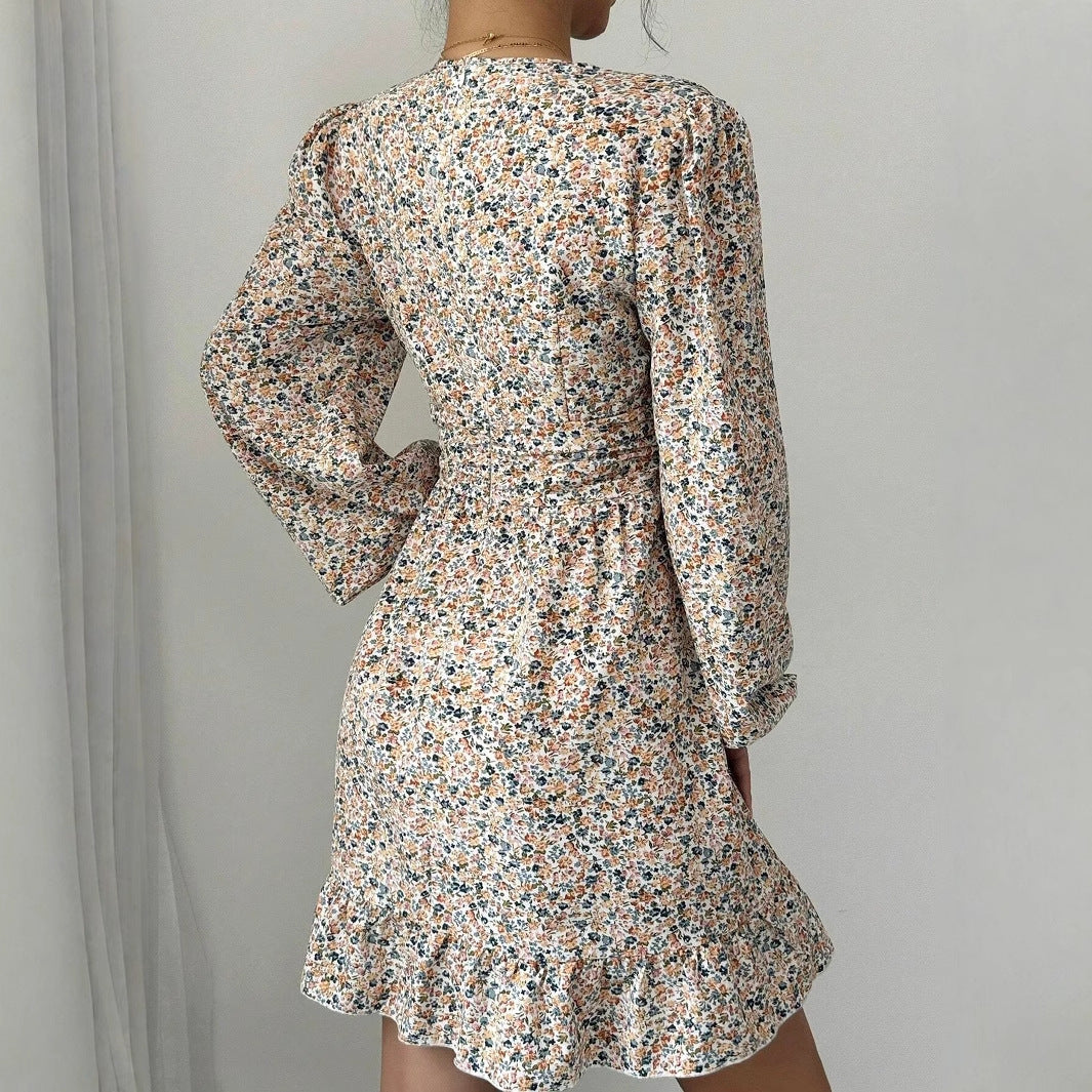 Elegant Printed Long-Sleeve Dress for Girls