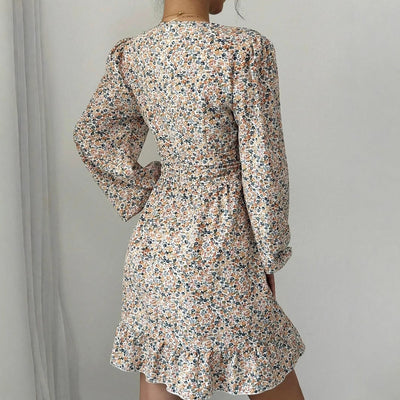 Elegant Printed Long-Sleeve Dress for Girls