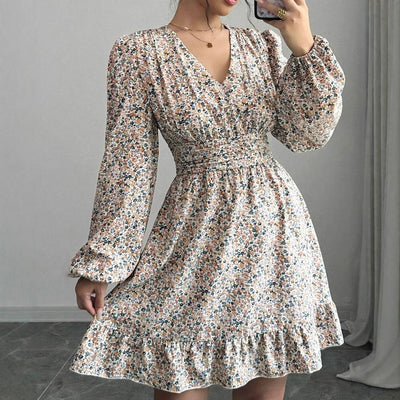 Elegant Printed Long-Sleeve Dress for Girls